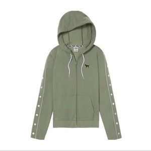 Victoria’s Secret Green Snap Sleeve Full Zip Sweater